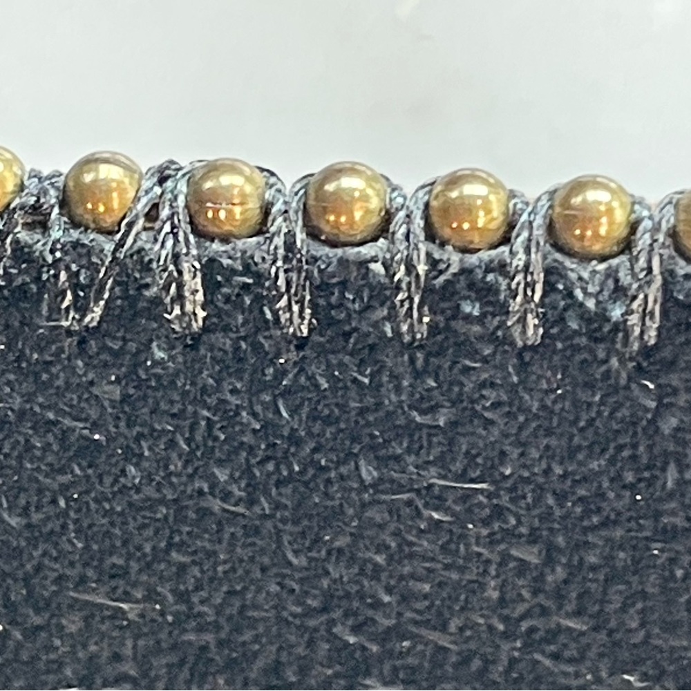 Streets Ahead Suede Belt, Ornate Gold Buckle, beaded trim, black - Picture 9 of 14